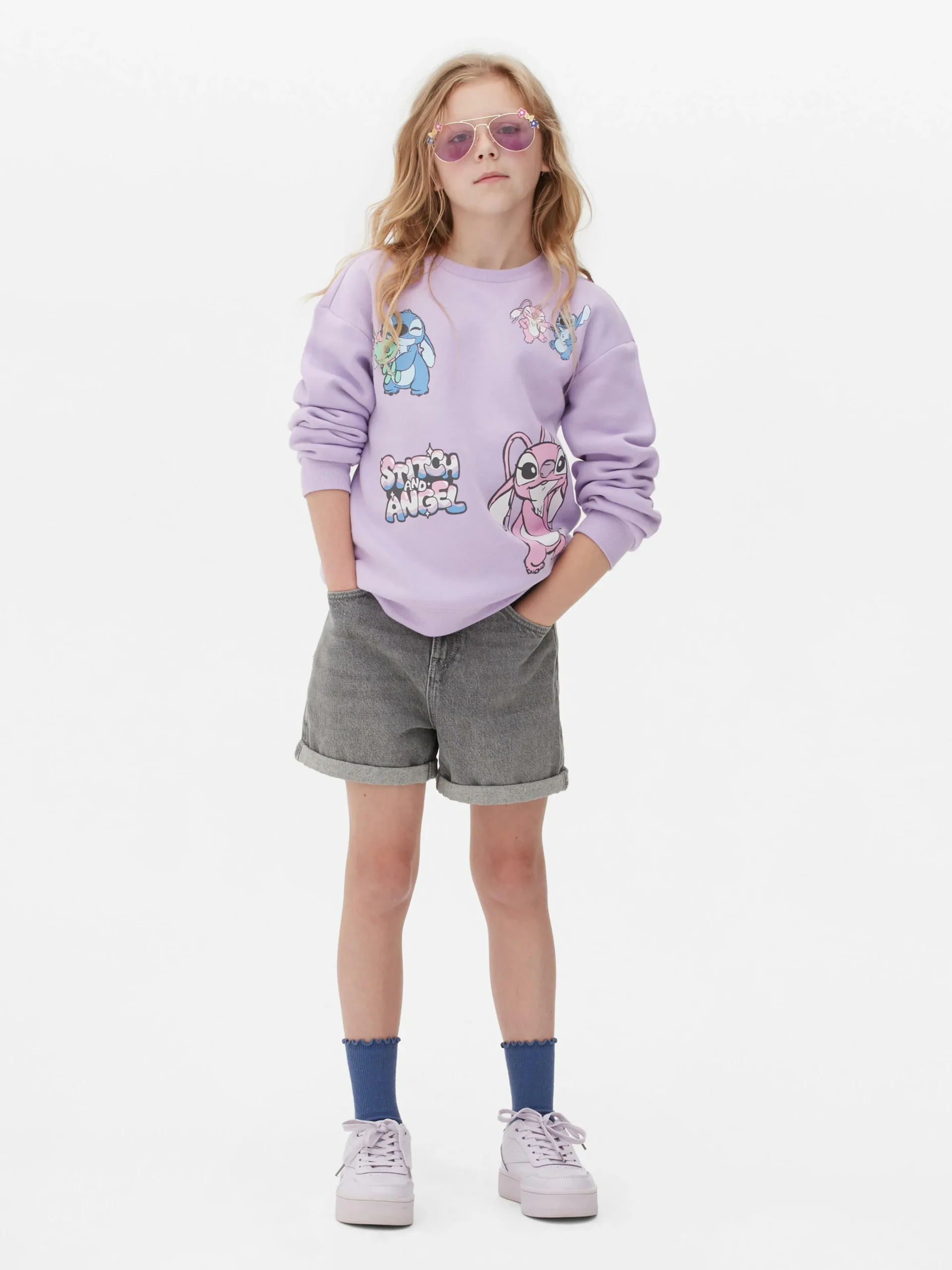 Primark Disney’s Stitch And Angel Crew Neck Sweatshirt Purple Outlet
