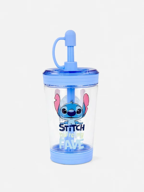 Primark Disney's Stitch Clear Cup And Straw Blue New