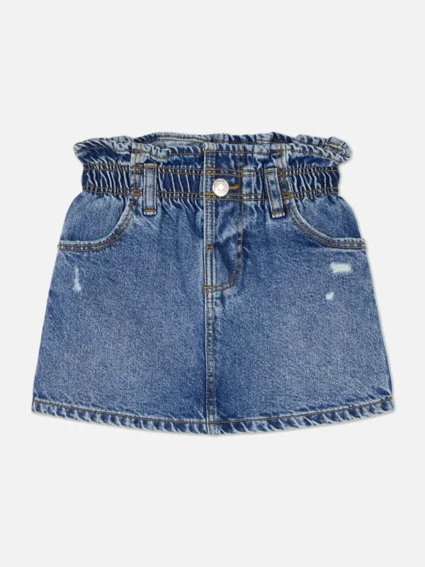 Primark Distressed Denim Paperbag Skirt Blue Sale
