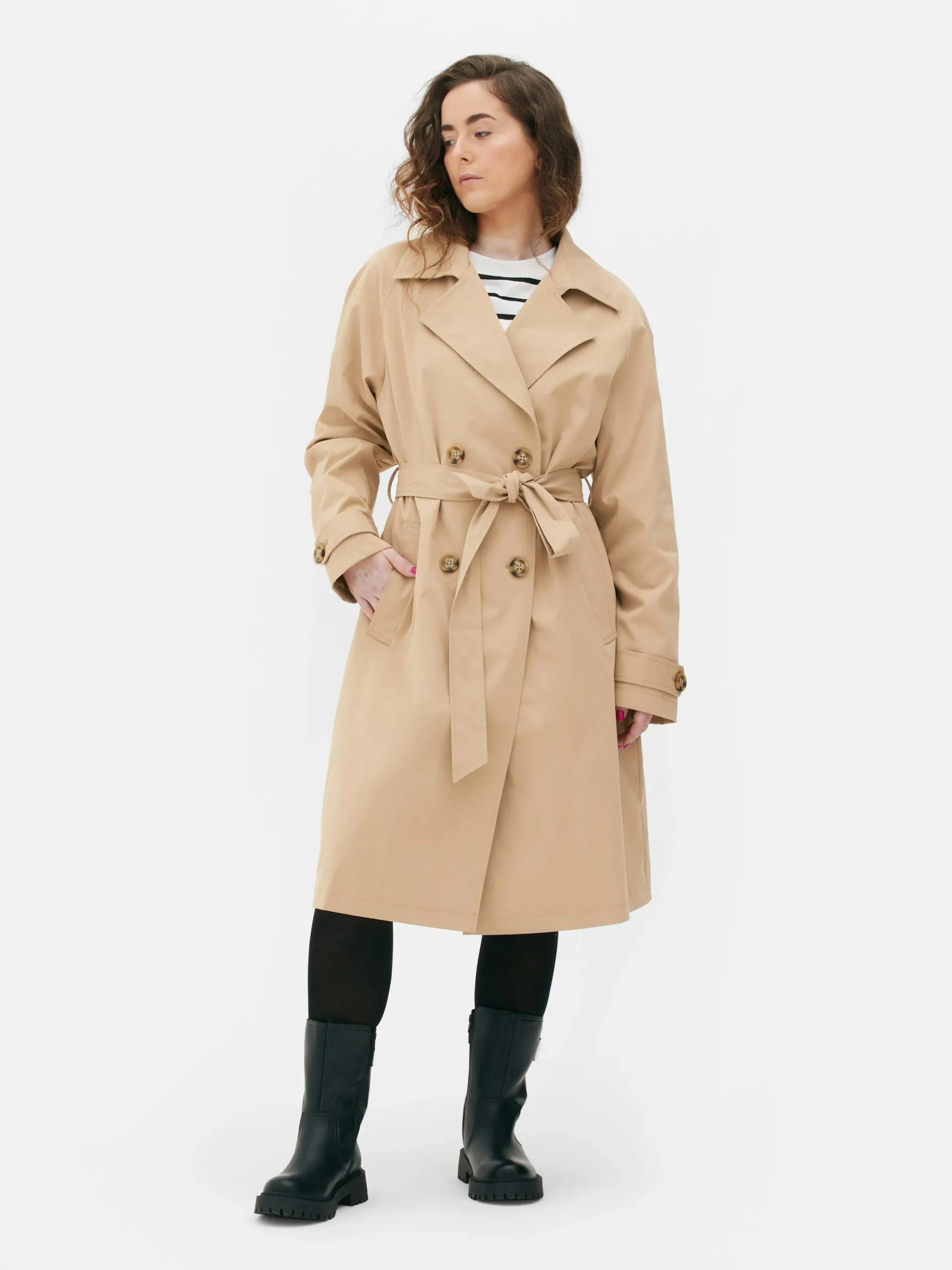 Primark Double Breasted Trench Coat Camel Online