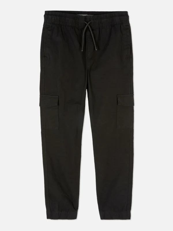Primark Drawstring Cargo Pants Black Sale