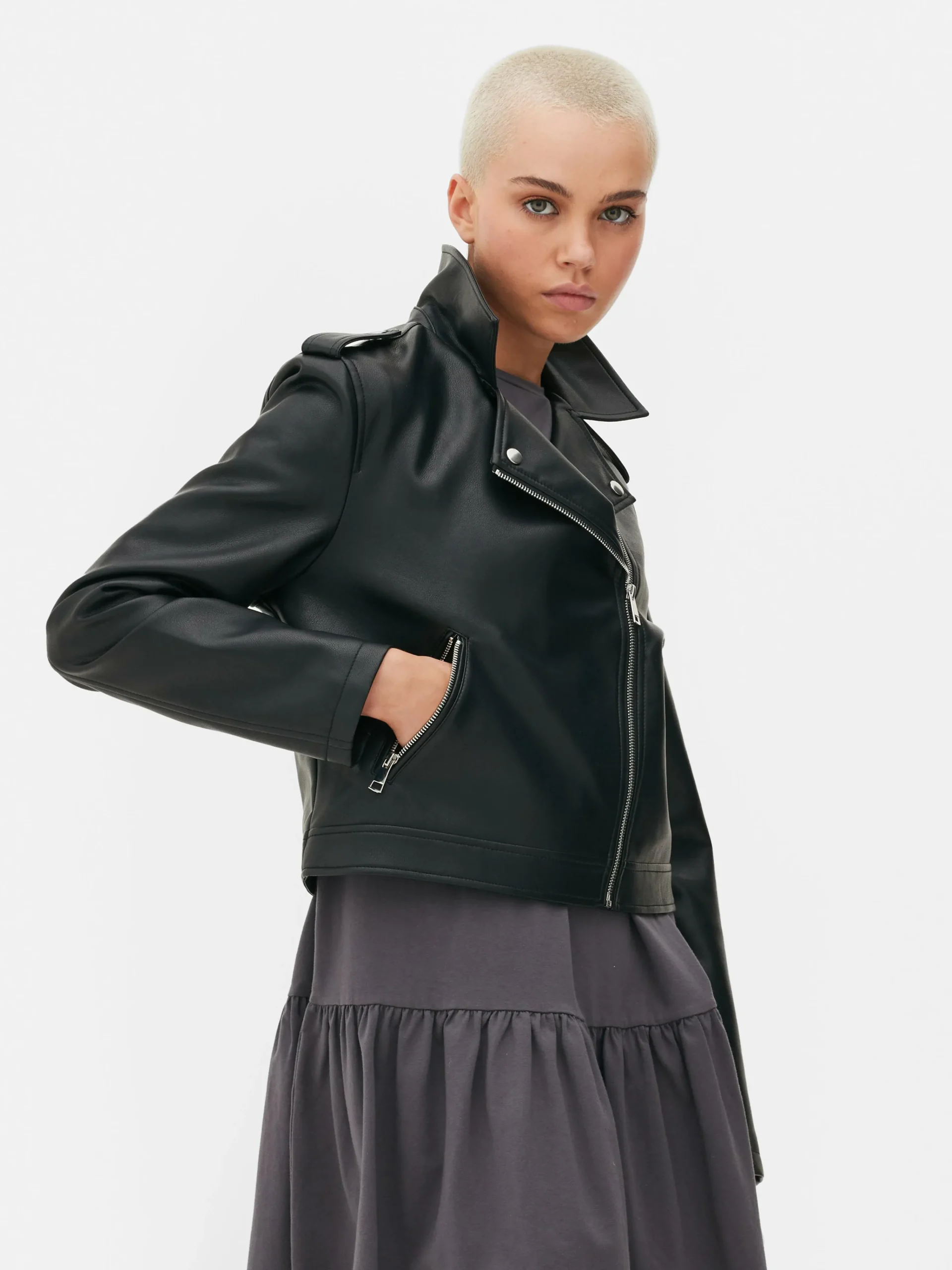 Primark Essential Faux Leather Biker Jacket Black Shop