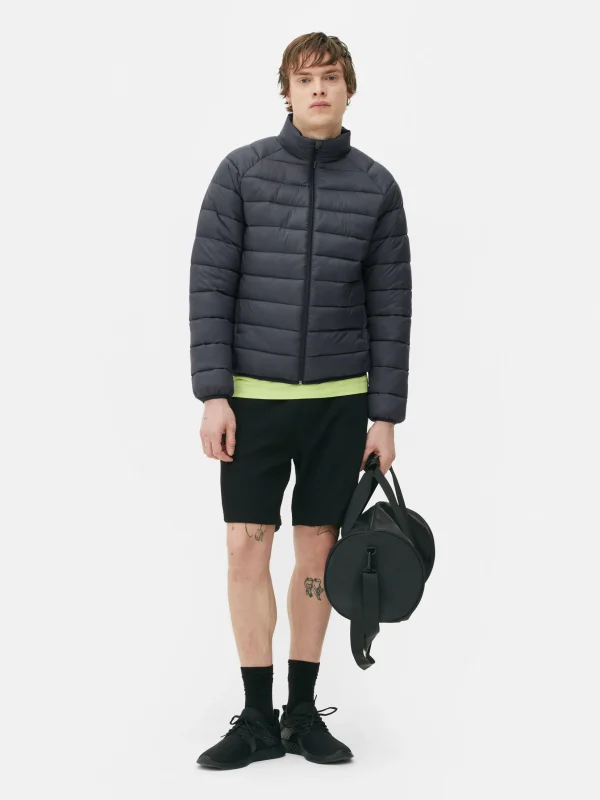 Primark Essential Funnel Neck Puffer Jacket Charcoal Clearance