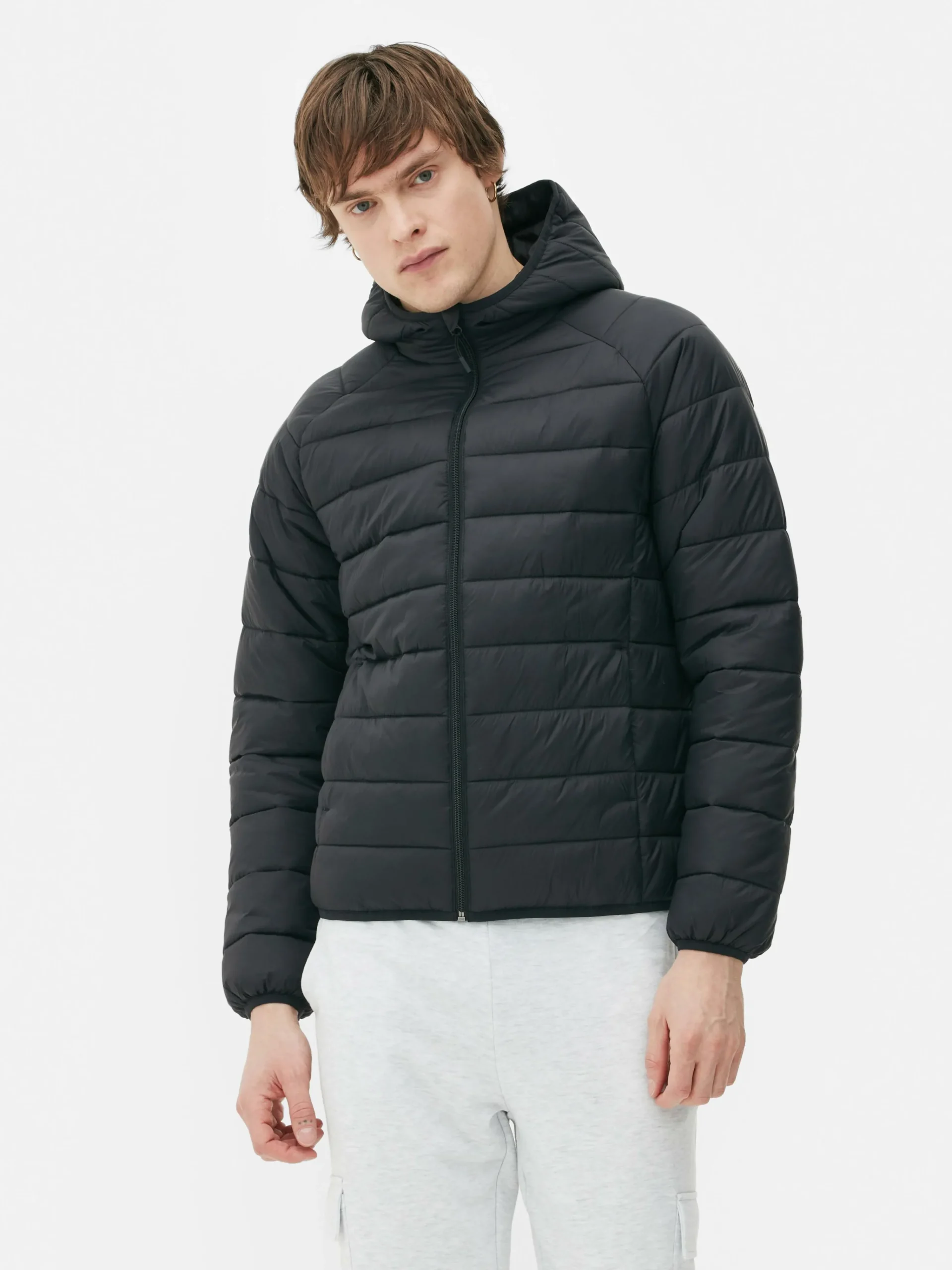 Primark Essential Hooded Puffer Jacket Black Flash Sale