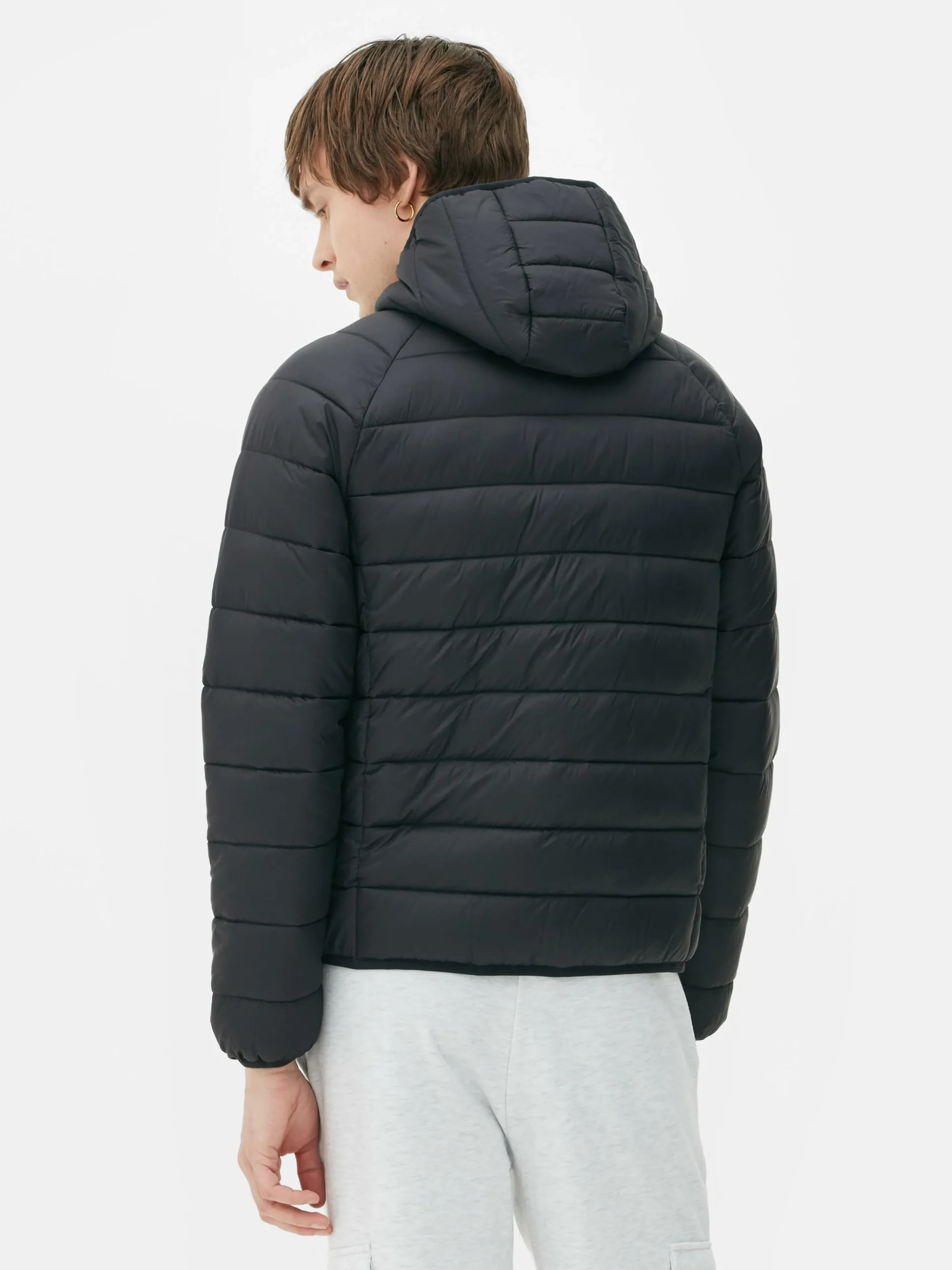 Primark Essential Hooded Puffer Jacket Black Flash Sale