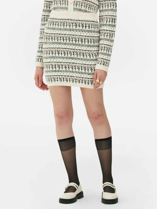 Primark Fair Isle Knit Mini Skirt Multi Discount
