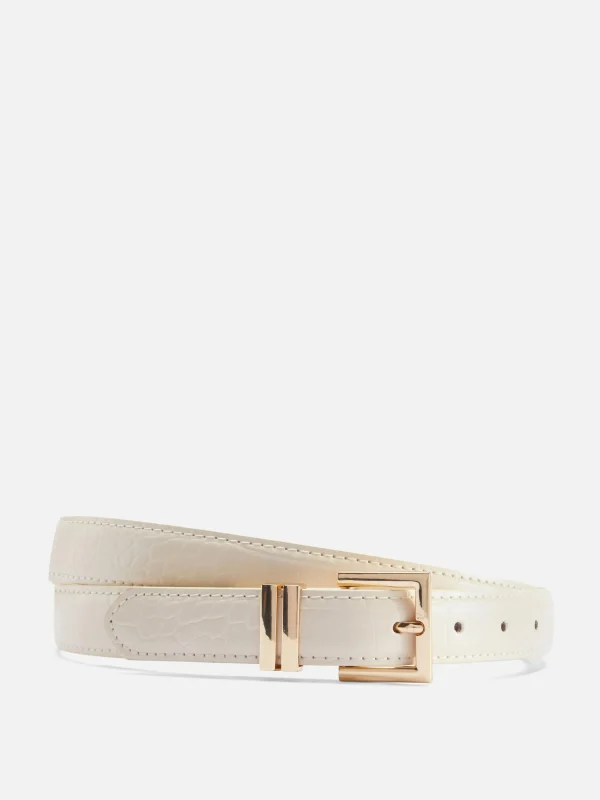 Primark Faux Croc Square Buckle Belt Ivory Discount
