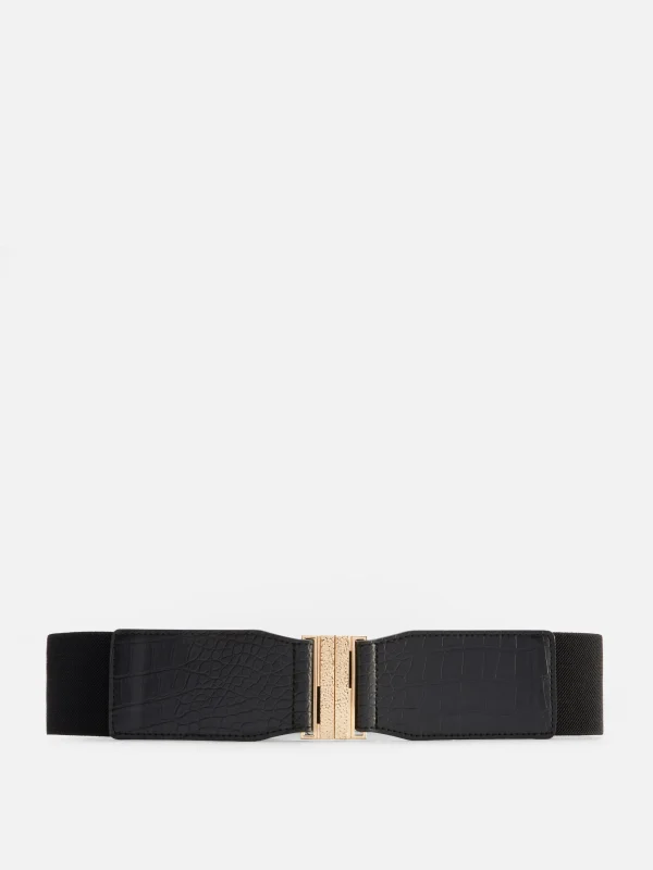 Primark Faux Croc Stretch Belt Black Shop