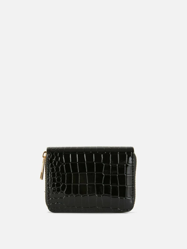 Primark Faux Croc Zip Purse Black Clearance