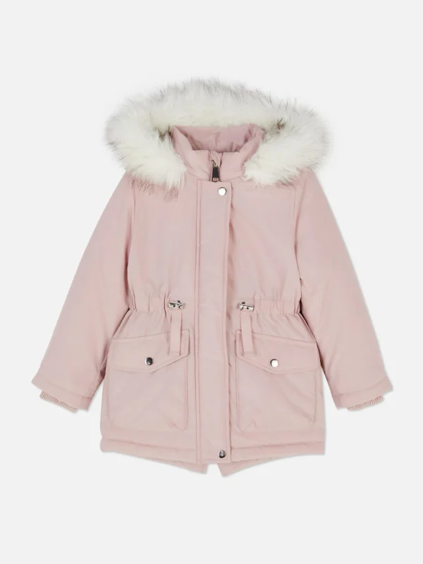 Primark Faux Fur Hood Parka Pink Best