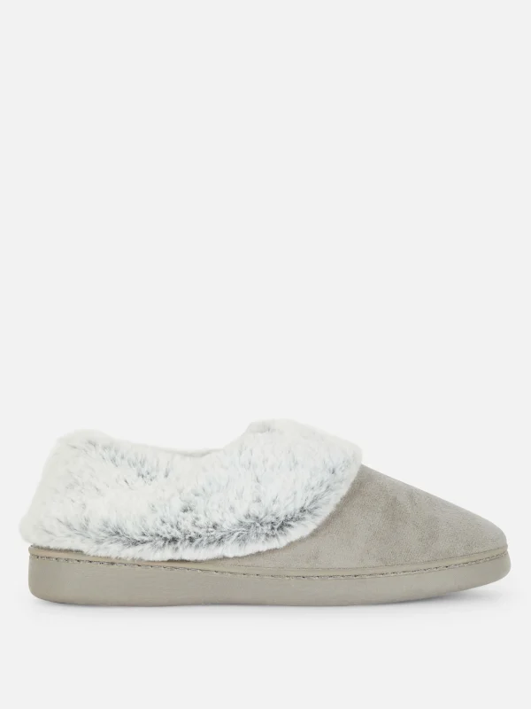 Primark Faux Fur Lined Moccasin Slippers Gray Store