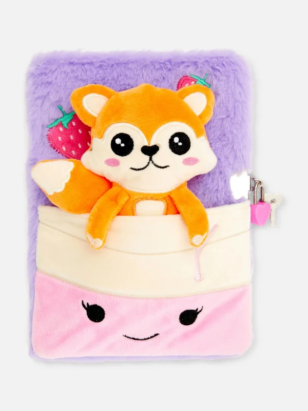 Primark Faux Fur Notebook With Plush Toy Multi Clearance