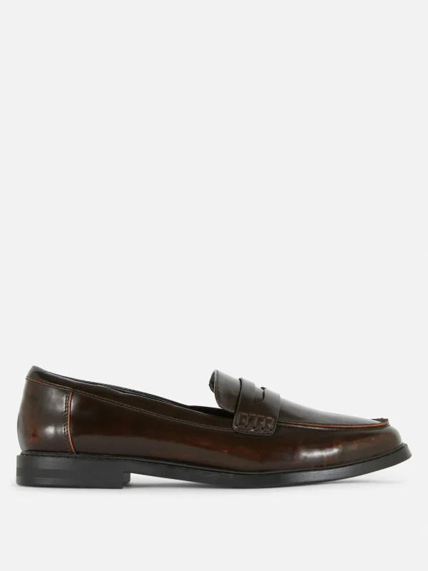 Primark Faux Leather Penny Loafers Brown Hot