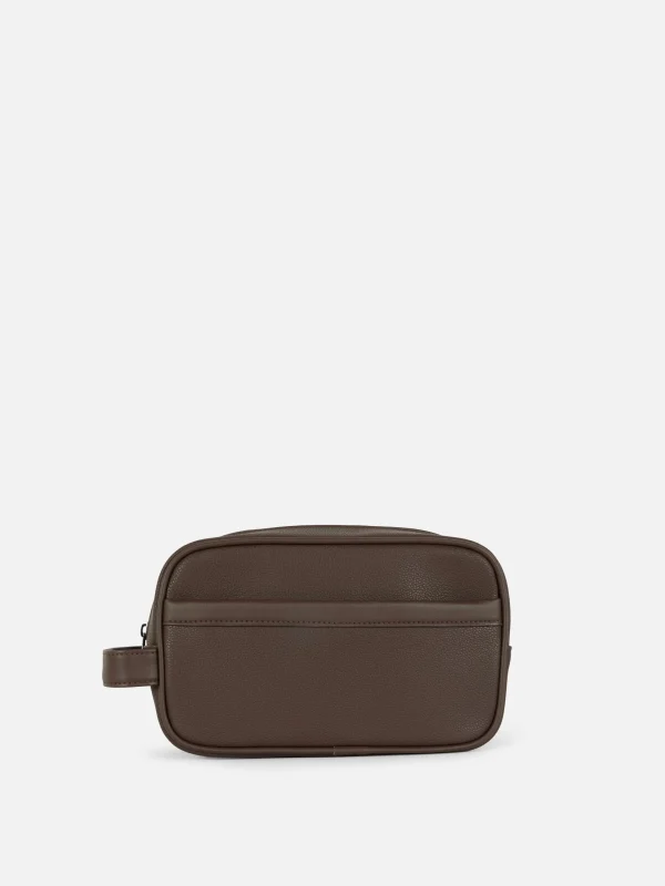 Primark Faux Leather Wash Bag Brown New