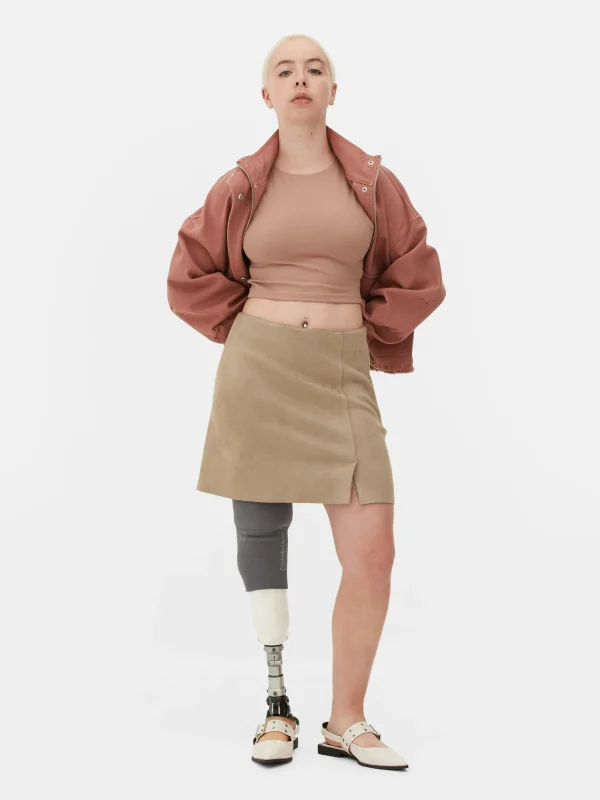 Primark Faux Suede Mini Skirt Beige Flash Sale