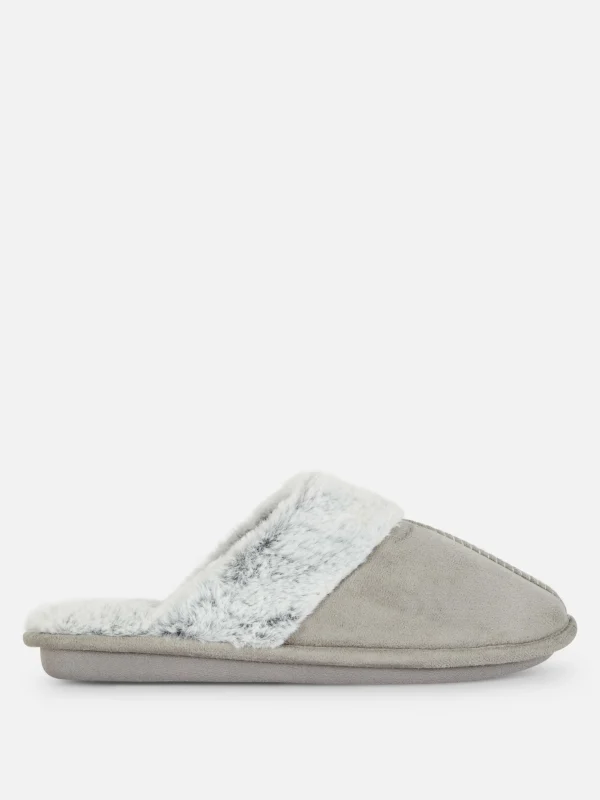 Primark Faux Suede Slippers Light Gray Fashion