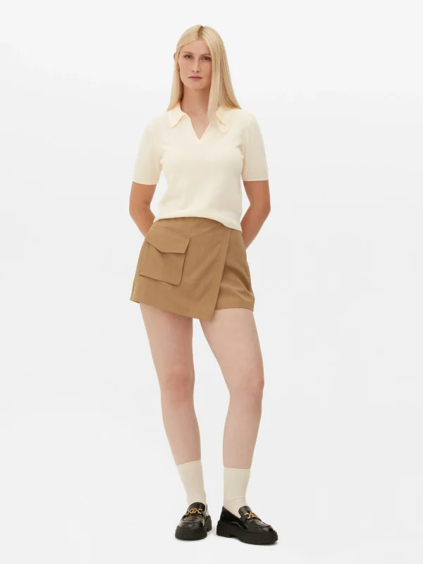Primark Fine Knit Collared Short Sleeve Top Ivory Best