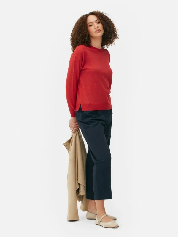 Primark Fine Knit Crew Neck Sweater Red Outlet