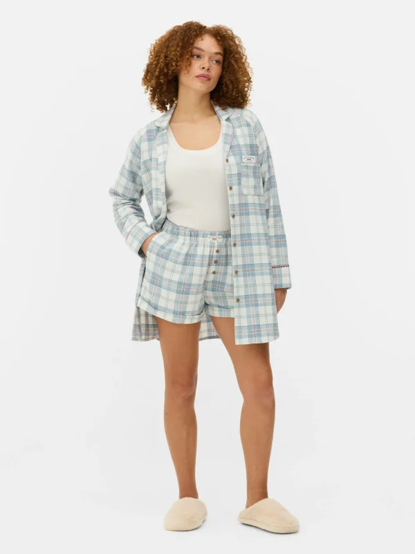 Primark Flannel Check Long Nightshirt Blue Cheap