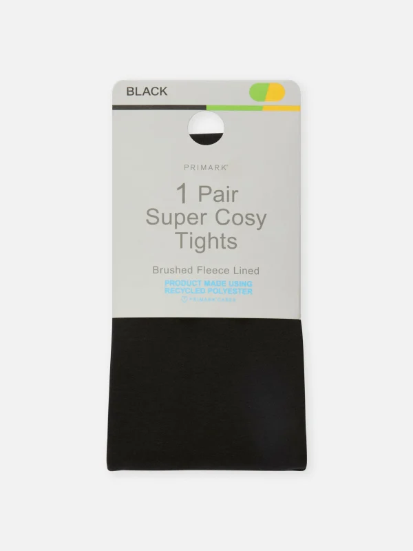 Primark Fleece Lined Tights Black Hot