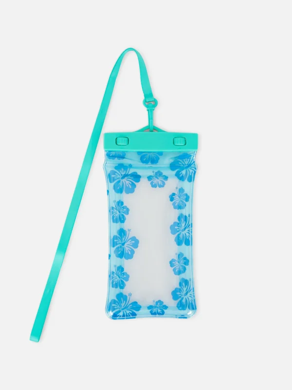 Primark Floral Waterproof Phone Bag Blue Clearance