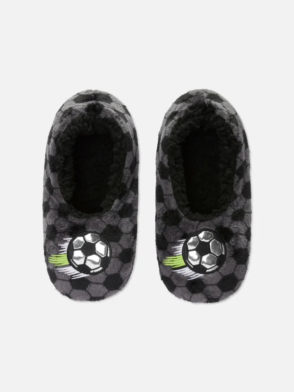 Primark Football Footie Slippers Charcoal Hot
