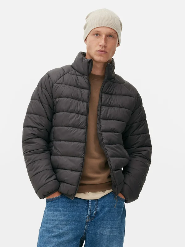 Primark Funnel Neck Puffer Jacket Charcoal Shop