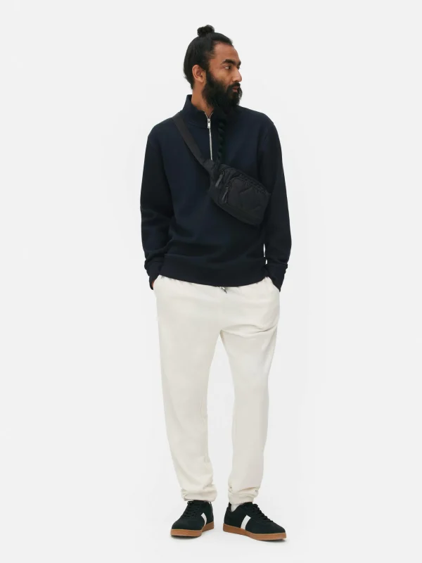 Primark Geometric Textured Quarter-Zip Sweatshirt Navy Best Sale