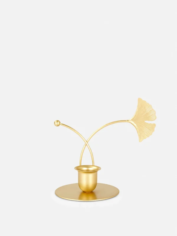 Primark Ginko Leaf Decorative Candlestick Holder Gold Cheap