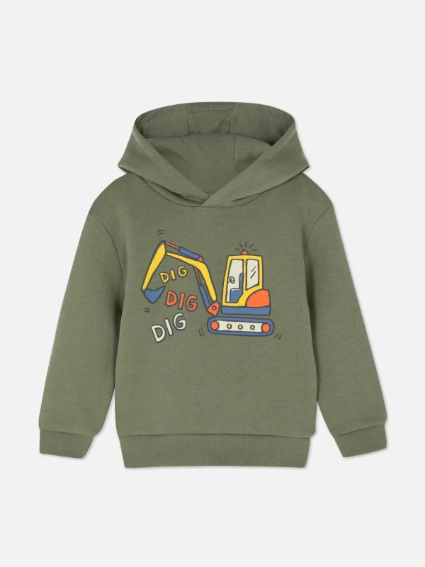 Primark Graphic Pullover Hoodie Olive Outlet