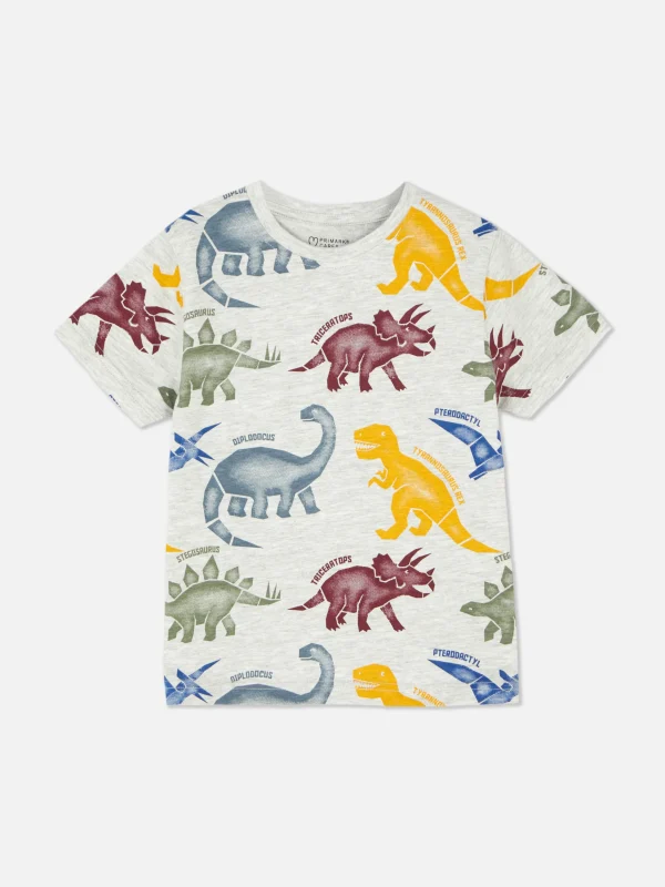 Primark Graphic Short Sleeve T-shirt Gray Heather Cheap