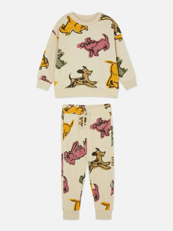 Primark Graphic Sweatshirt And Joggers Set Ivory Best Sale