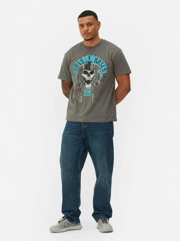 Primark Guns N’ Roses Graphic T-Shirt Gray Flash Sale