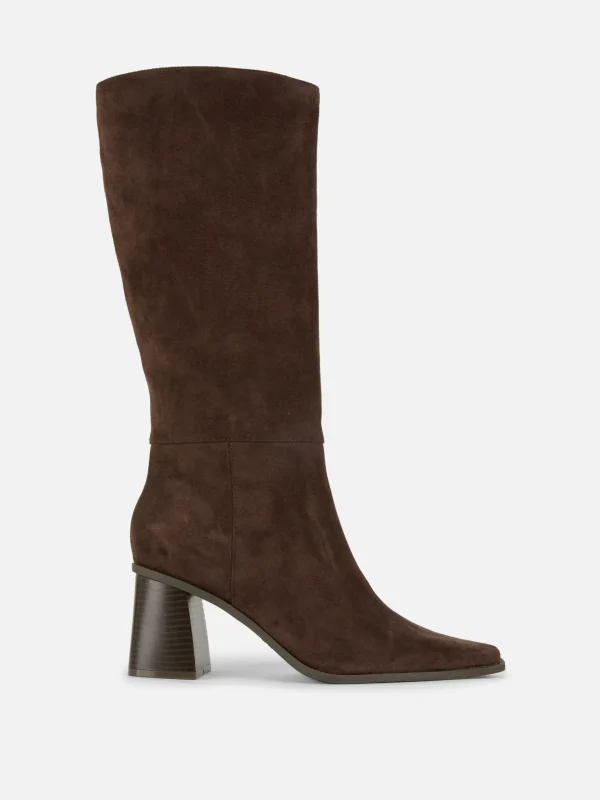 Primark Heeled Knee Boots Chocolate Cheap