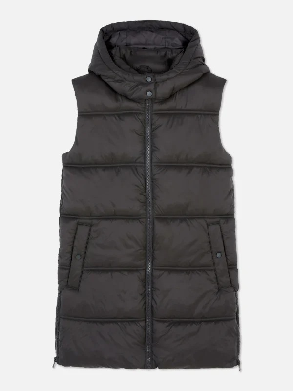 Primark Hooded Long Vest Charcoal Flash Sale