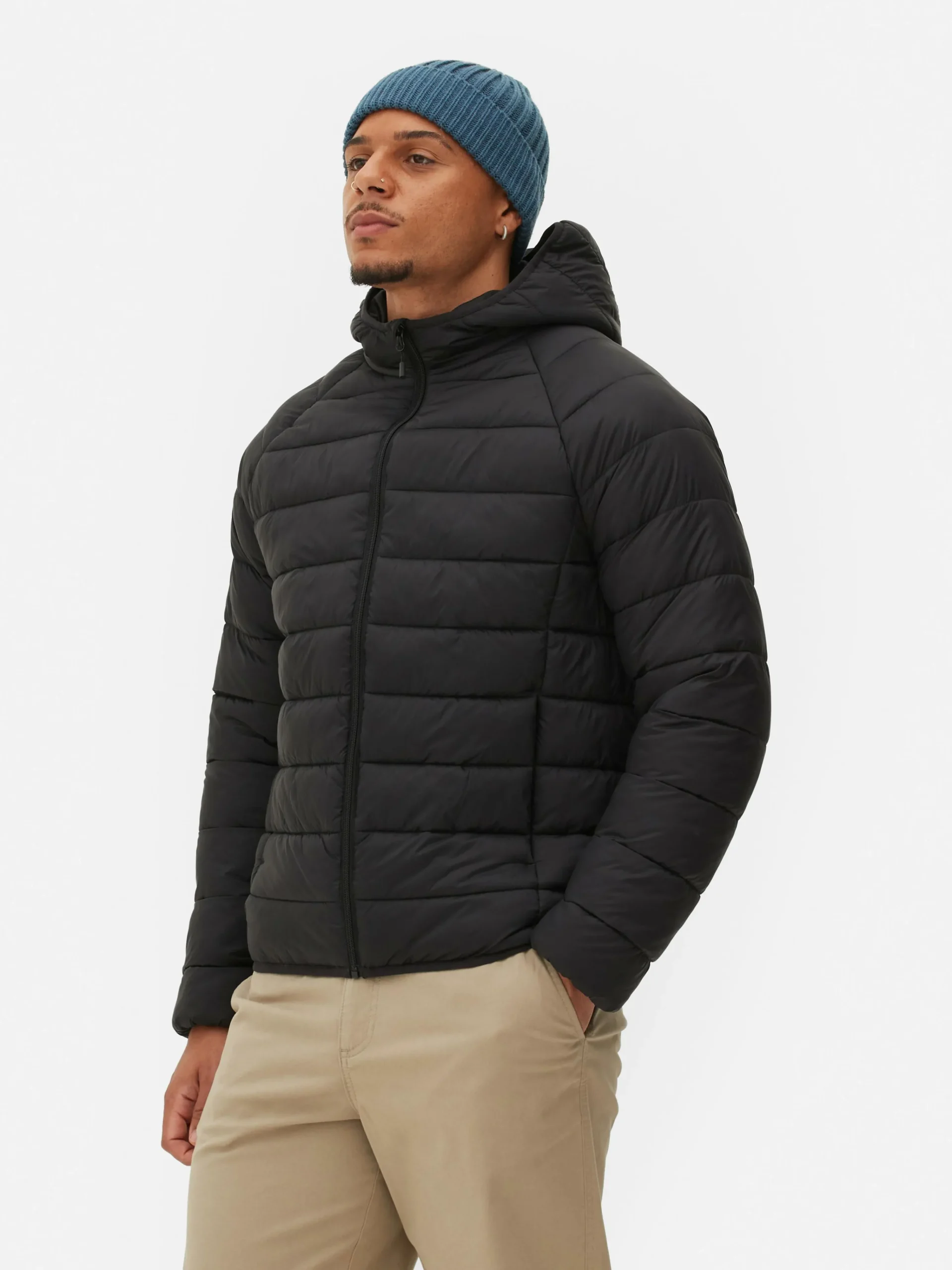 Primark Hooded Puffer Jacket Black New