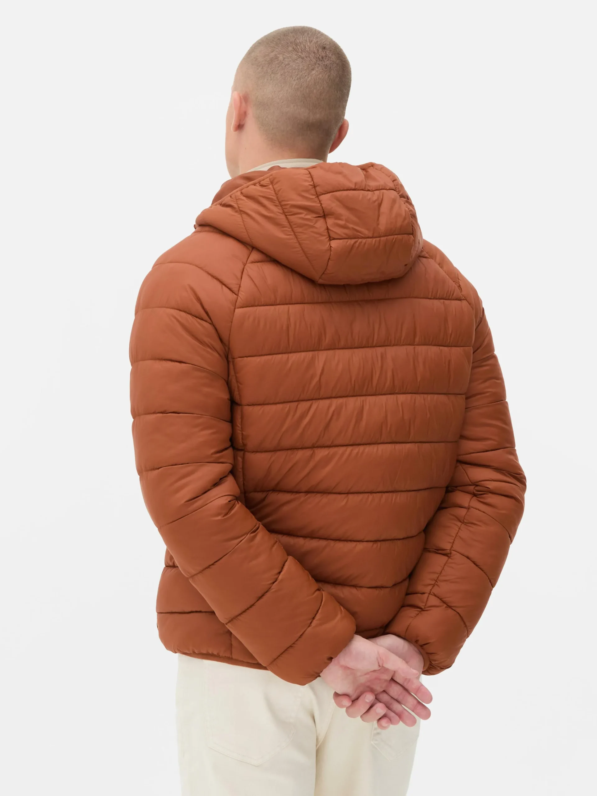 Primark Hooded Puffer Jacket Orange Outlet