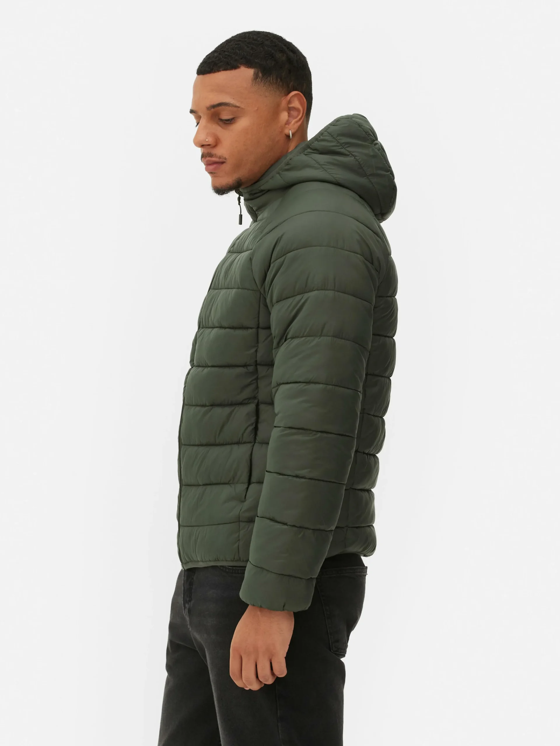 Primark Hooded Puffer Jacket Olive Outlet