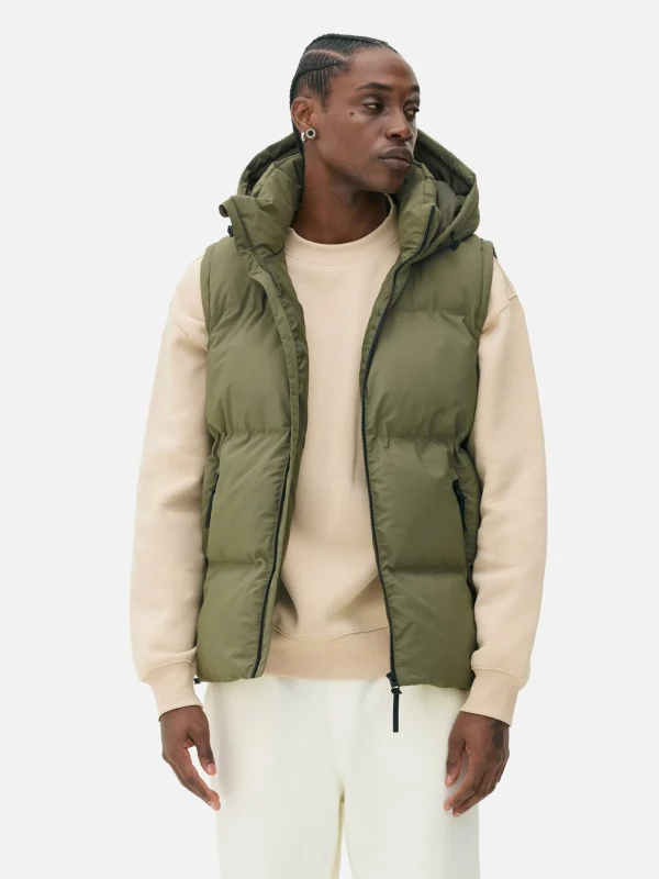 Primark Hooded Puffer Vest Green New