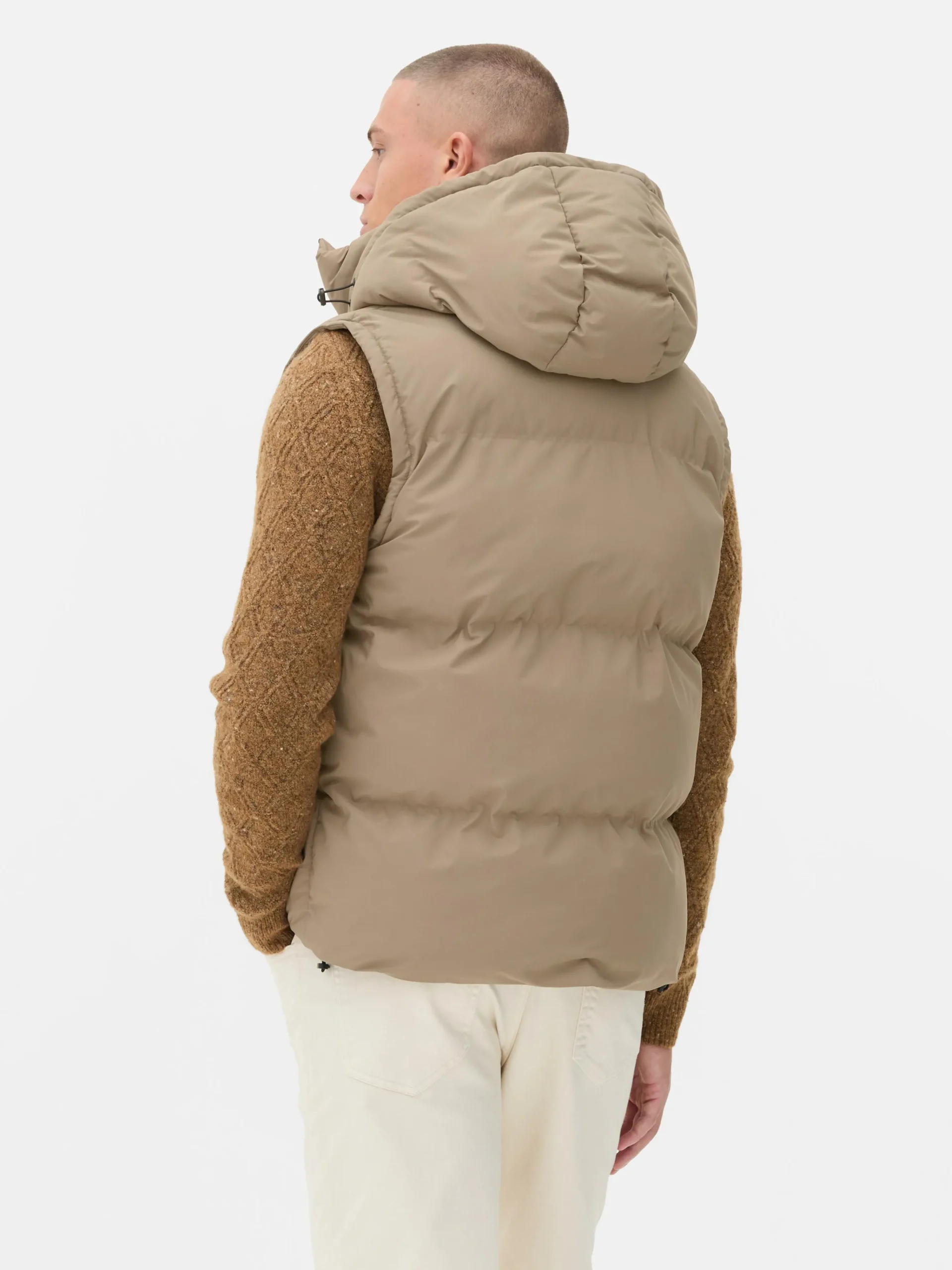 Primark Hooded Puffer Vest Tan Sale