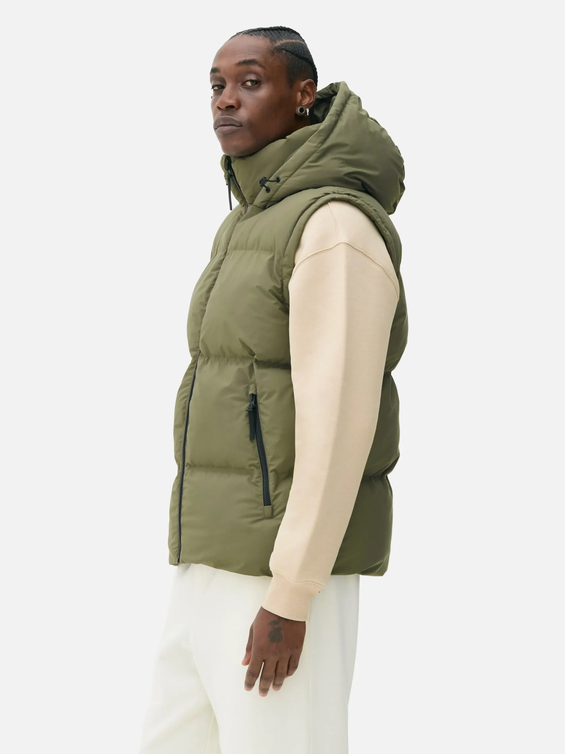 Primark Hooded Puffer Vest Green New