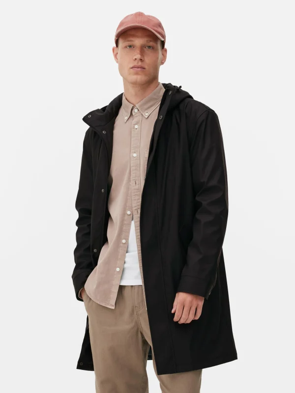 Primark Hooded Rubberized Parka Black Shop