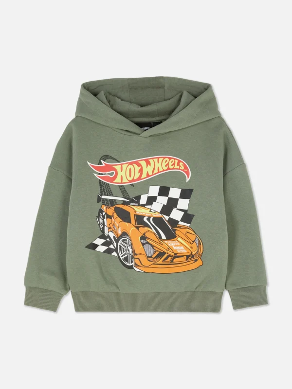 Primark Hot Wheels Graphic Hoodie Olive Cheap