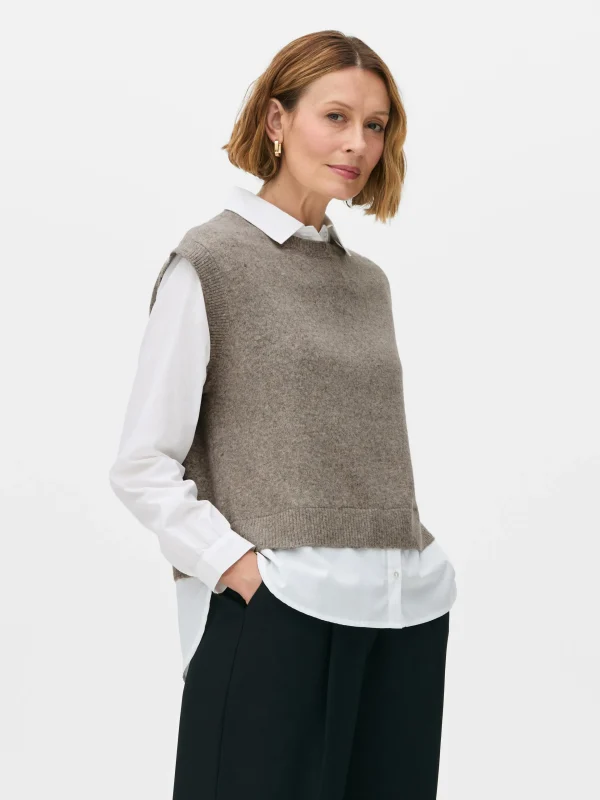 Primark 2-in-1 Layered Shirt Vest Taupe Hot