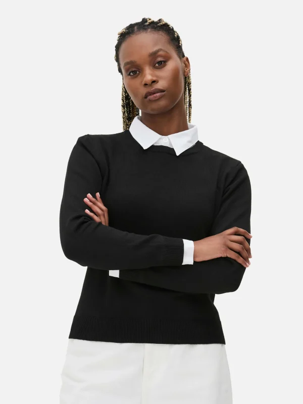 Primark 2-in-1 Shirt And Sweater Black New