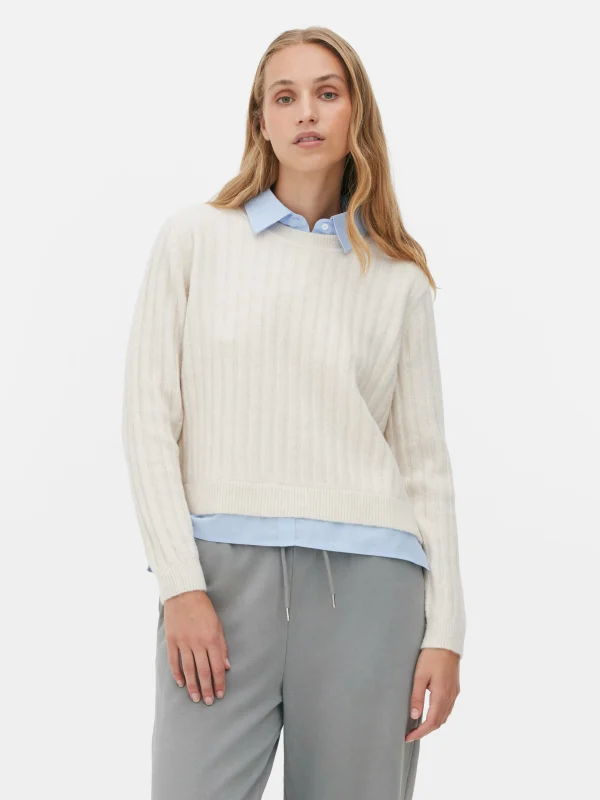 Primark 2-in1 Shirt Sweater Ivory Hot