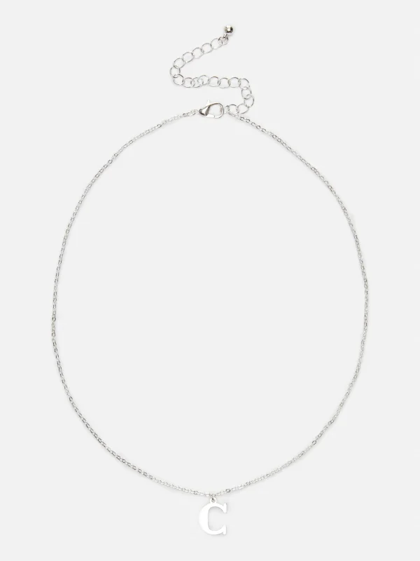 Primark Initial Charm Chain Necklace White Store