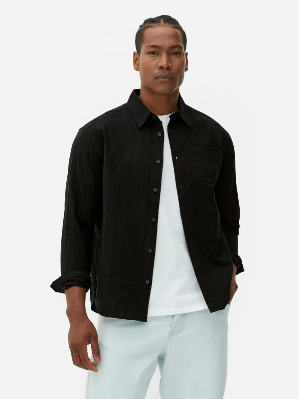 Primark Jacquard Long Sleeve Shirt Black Best Sale