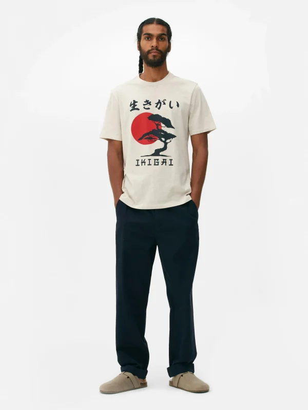 Primark Japanese Tree Print T-Shirt Ivory Store