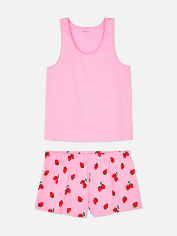 Primark Jersey Tank And Shorts Pajamas Pink Flash Sale